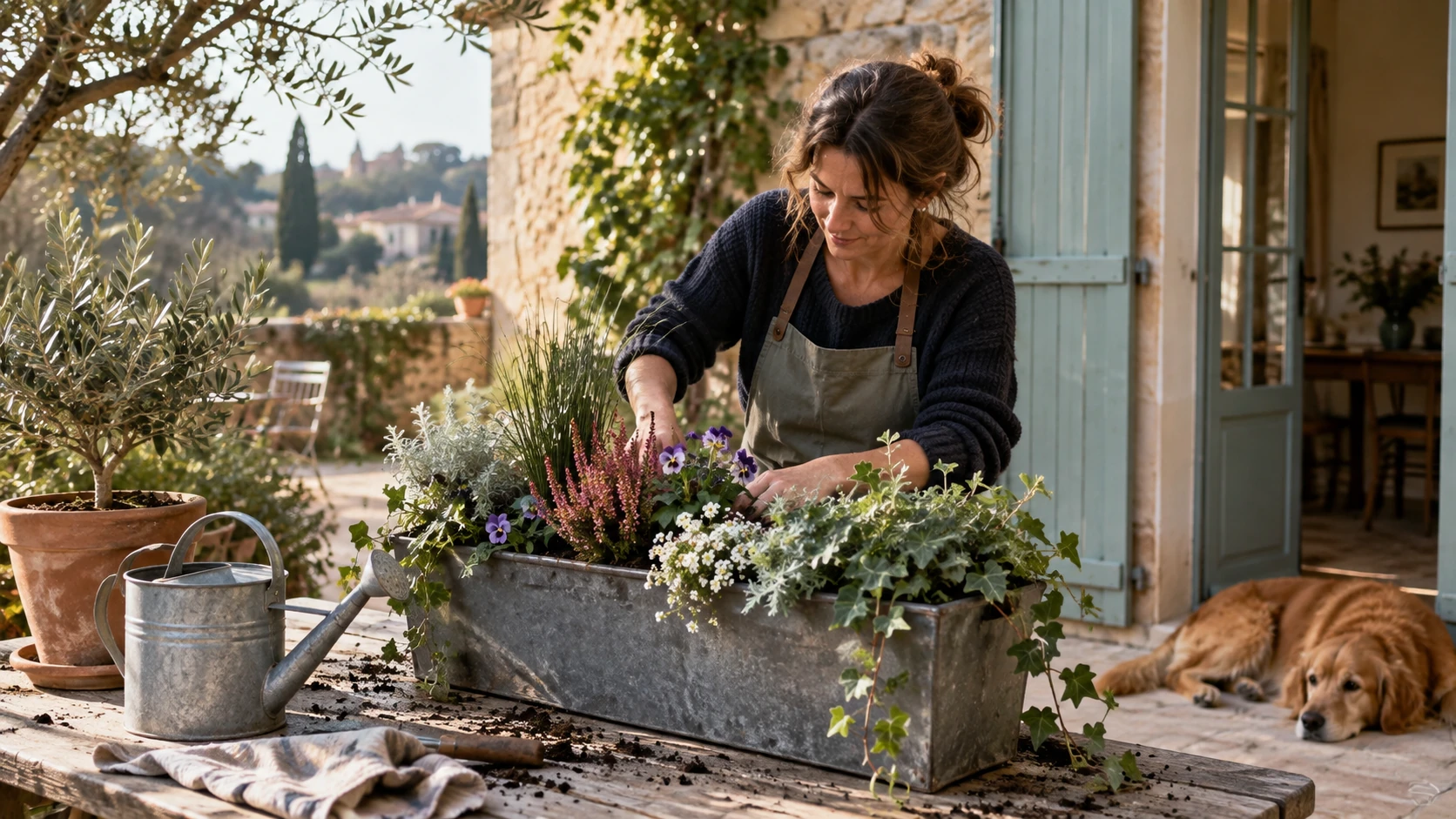 Composition de jardinière extérieure